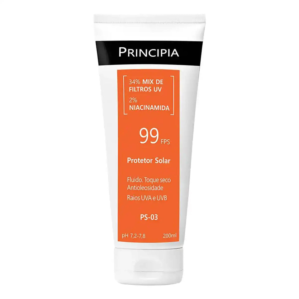 Protetor Solar Corporal Principia PS-03 FPS 99 200ml – Alta Proteção UVA/UVB, Toque Seco, Controle de Oleosidade e Unifo