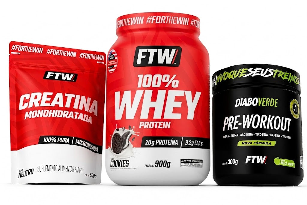 Kit FTW (Creatina Refil, Whey Cookies e Pré-treino)
