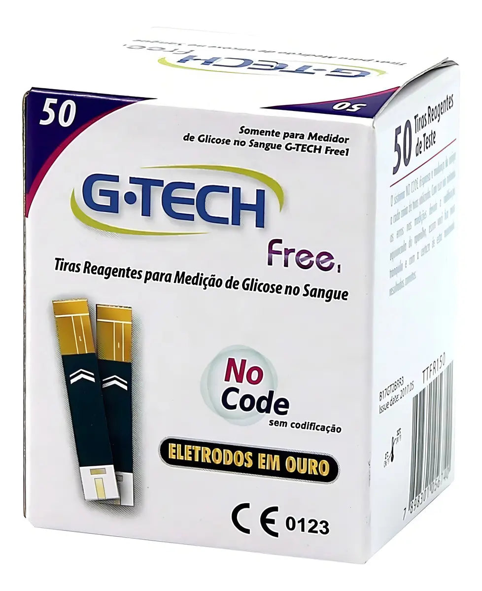 Tiras Reagentes G-Tech Free 1 – Teste de Glicose com 50 Unidades