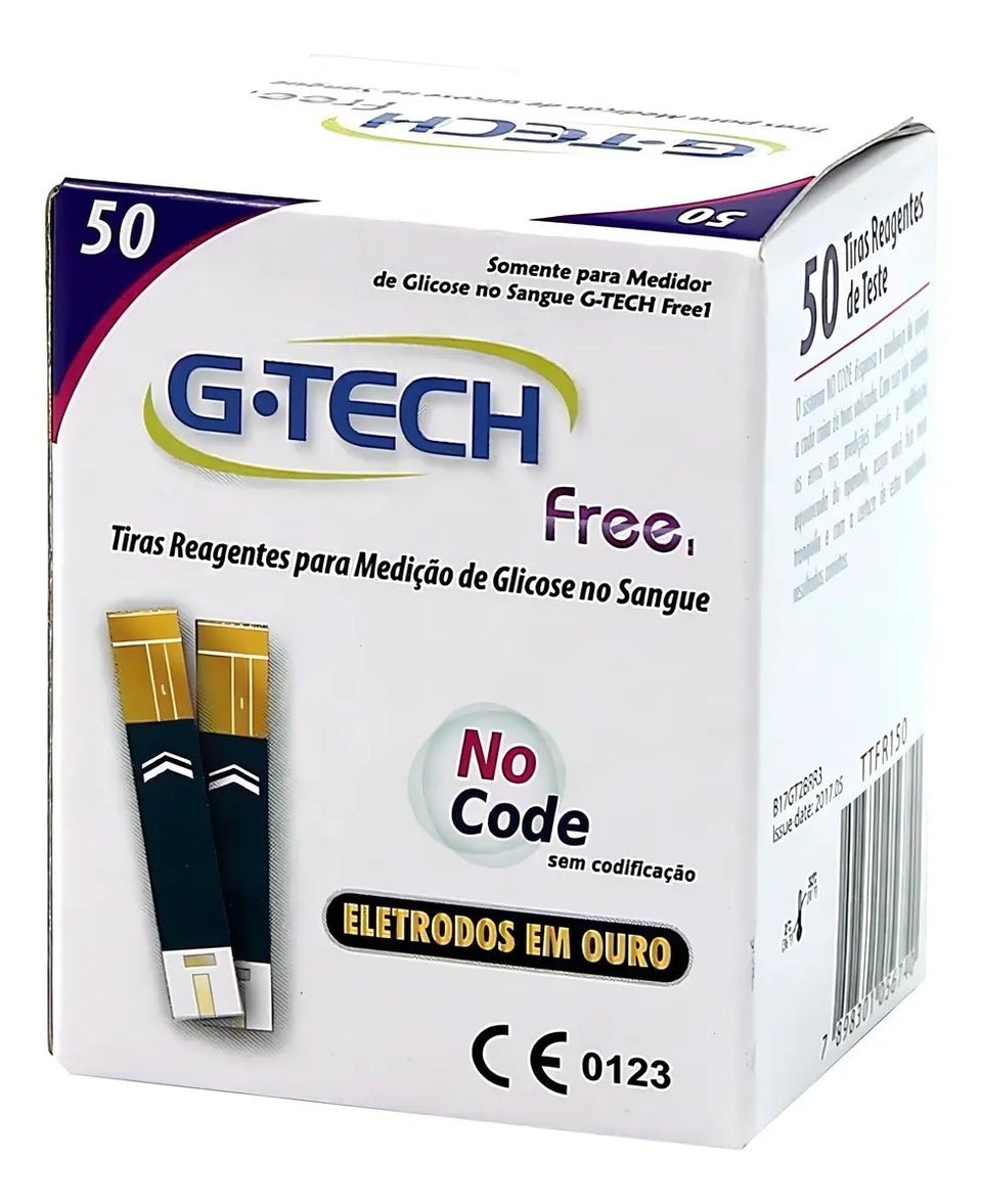 Tiras Reagentes G-Tech Free 1 – Teste de Glicose com 50 Unidades