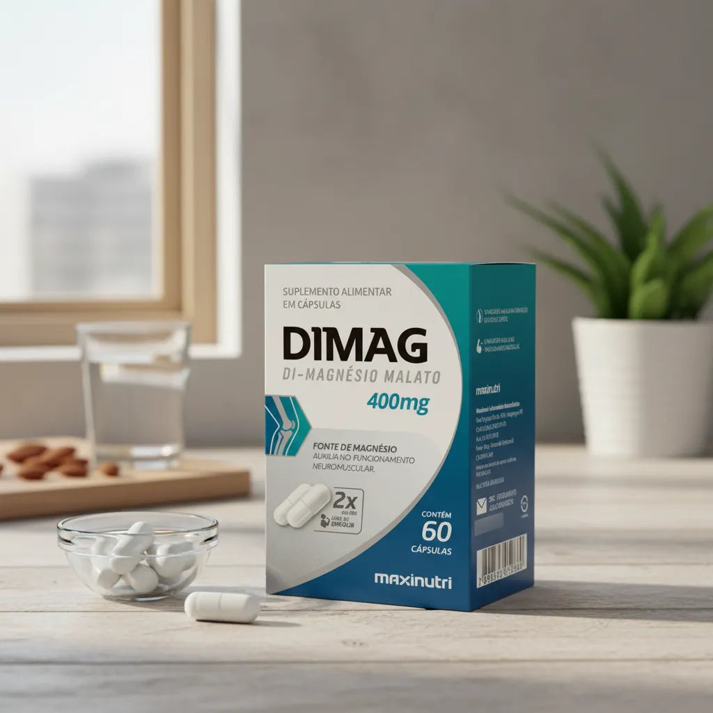 DIMAG DI-MALATO DE MAGNÉSIO 400MG – 60 CÁPSULAS – ENERGIA, MÚSCULOS E SISTEMA NERVOSO