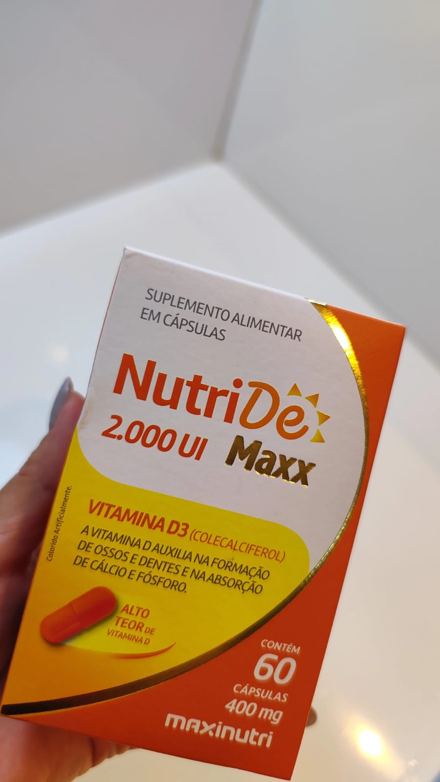 VITAMINA D3 2000 UI NUTRIDE – 60 CÁPSULAS – IMUNIDADE, OSSOS E SAÚDE MUSCULAR
