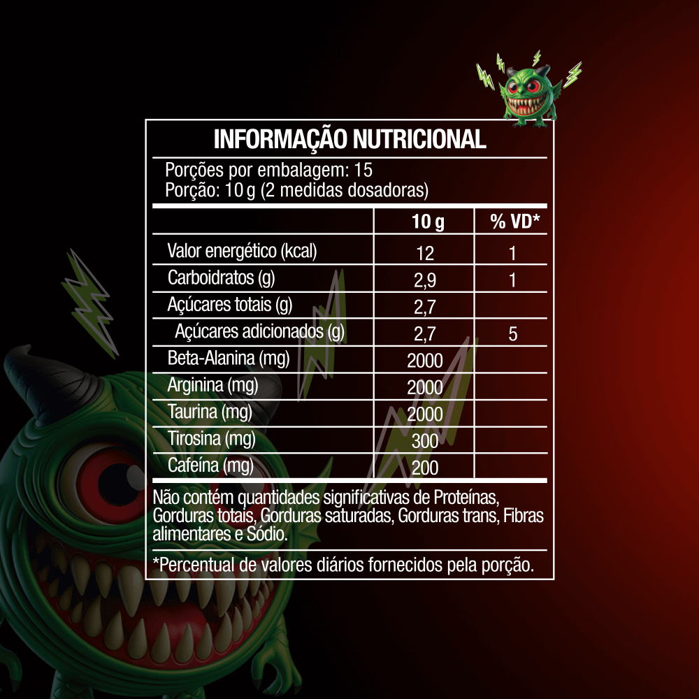 DIABO VERDE PRE-WORKOUT FRUTAS VERM 300G