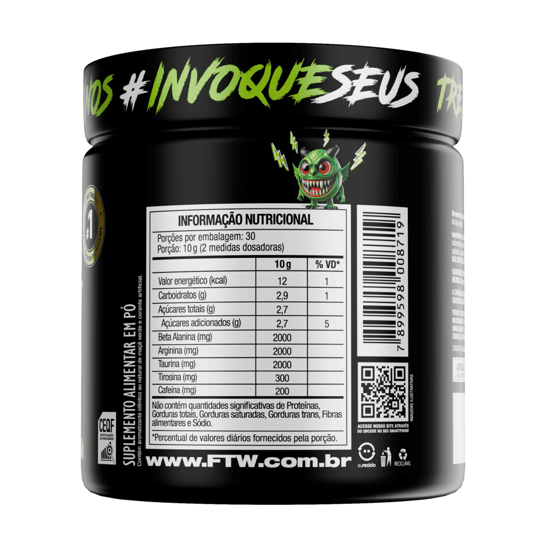 DIABO VERDE PRE-WORKOUT MAÇÃ VERDE 300G